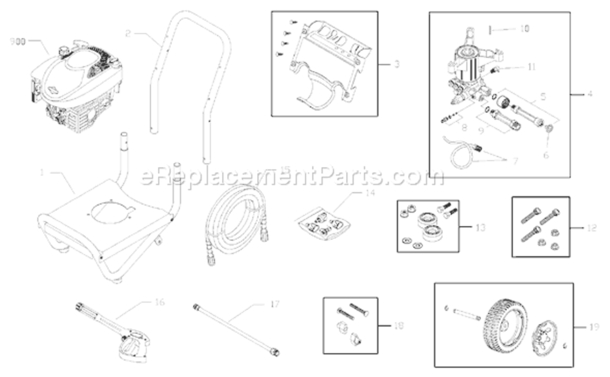 Page A Diagram and Parts List for 020273-2  Briggs and Stratton Pressure Washer